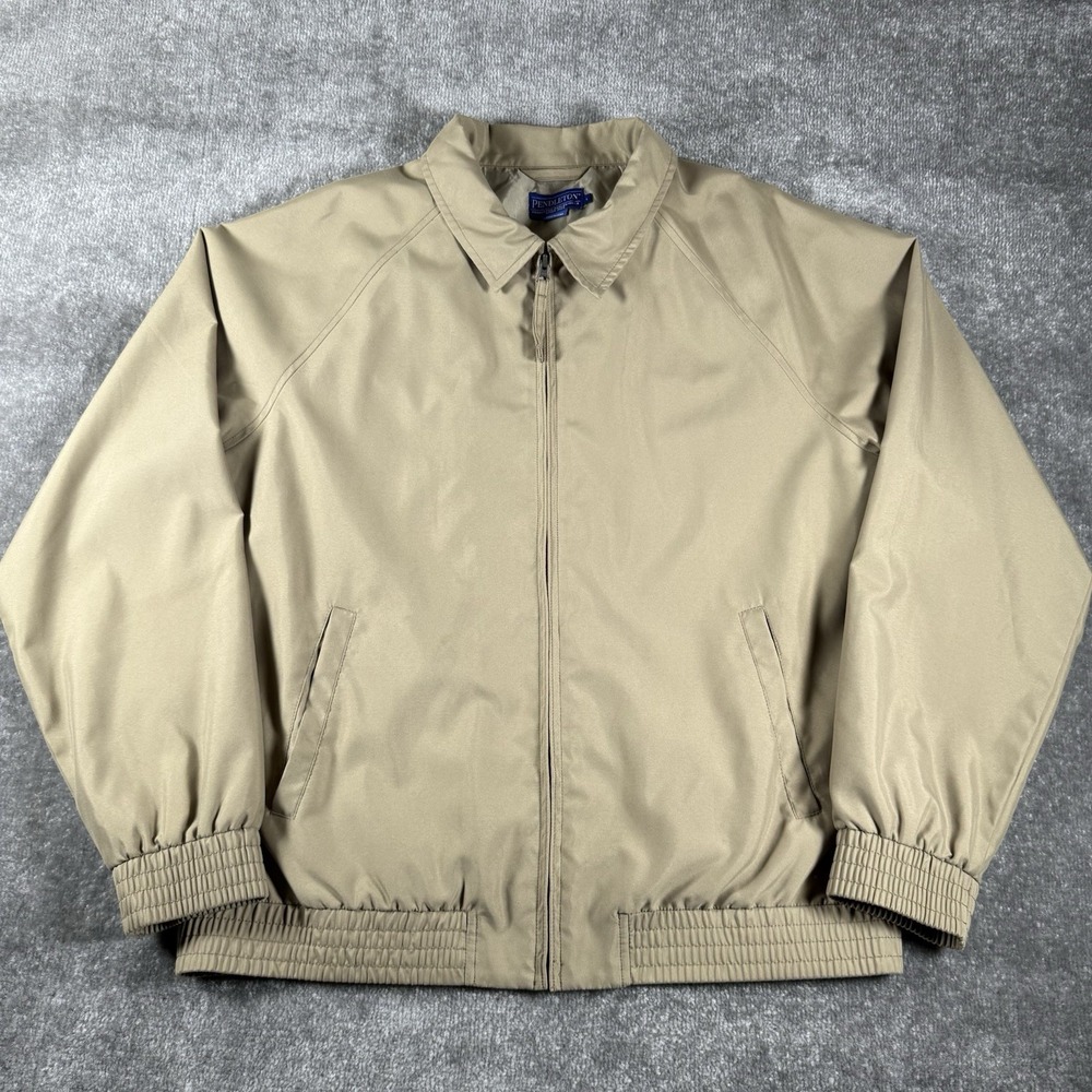 Pendleton Bomber Jacket Men's Large Beige Lightweight Full Zip Casual Golf